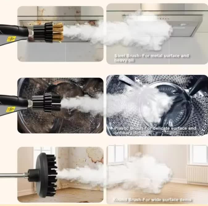 Black 1500W High Pressure Steam Cleaner with Digital Display (3.5 BAR) - 1.2L Heavy Duty Steamer for Kitchen Grease, Grout, Car Detailing & Upholstery (AU Plug)