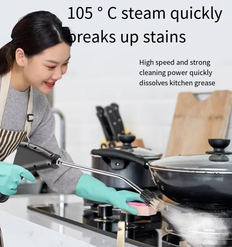 Black 1500W High Pressure Steam Cleaner with Digital Display (3.5 BAR) - 1.2L Heavy Duty Steamer for Kitchen Grease, Grout, Car Detailing & Upholstery (AU Plug)
