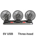 3-in-1 Powerful Car Triple Head Fan (USB Power) - Quiet Cooling Fan Integrated Aromatherapy & Number Plate, with 360° Rotation & 130cm Long Cord
