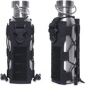 Black Adjustable Tactical Water Bottle Pouch - Multi-Functional MOLLE Compatible Accessory Bag for Hiking & Outdoor Survival
