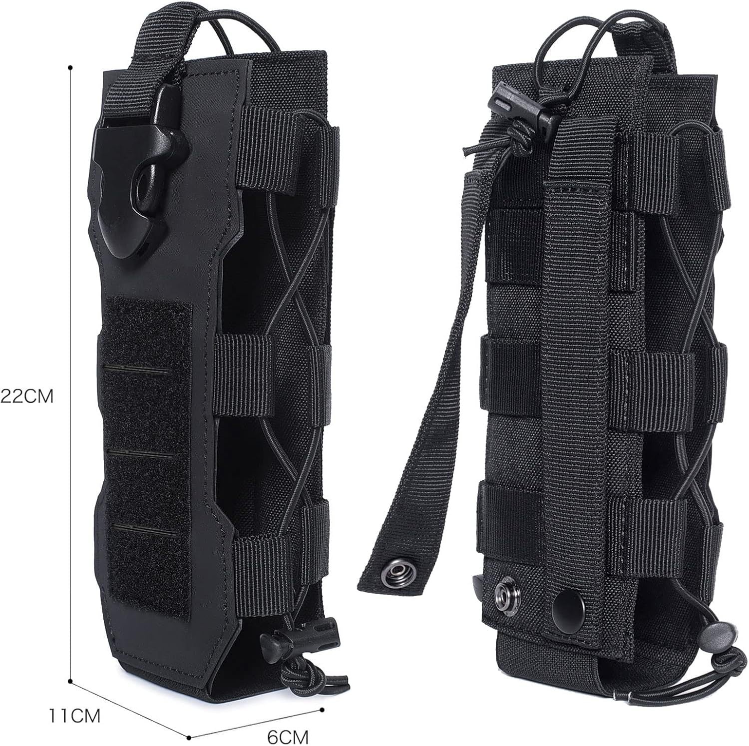 Khaki Adjustable Tactical Water Bottle Pouch - Multi-Functional MOLLE Compatible Accessory Bag for Hiking & Outdoor Survival