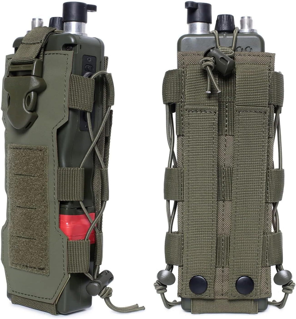 Green Adjustable Tactical Water Bottle Pouch - Multi-Functional MOLLE Compatible Accessory Bag for Hiking & Outdoor Survival