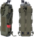Green Adjustable Tactical Water Bottle Pouch - Multi-Functional MOLLE Compatible Accessory Bag for Hiking & Outdoor Survival