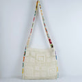 Beige Chic Bohemian Hollow Knit Tote Bag | Large Capacity Crossbody Shoulder Bag | Versatile Casual Holiday Style