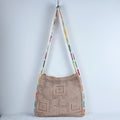 Light Khaki Chic Bohemian Hollow Knit Tote Bag | Large Capacity Crossbody Shoulder Bag | Versatile Casual Holiday Style