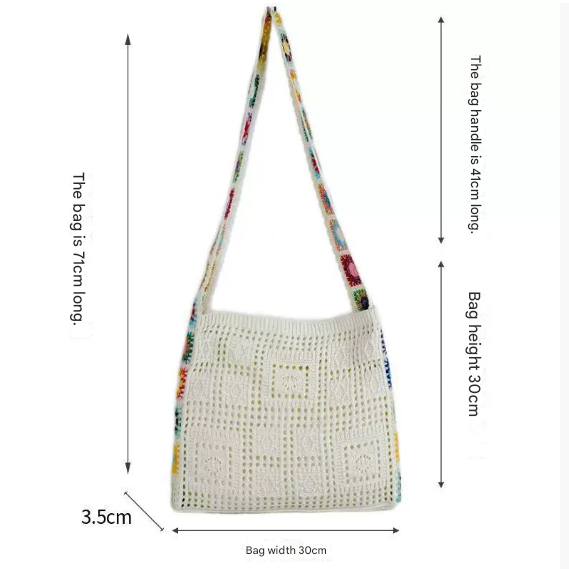 Purple Chic Bohemian Hollow Knit Tote Bag | Large Capacity Crossbody Shoulder Bag | Versatile Casual Holiday Style