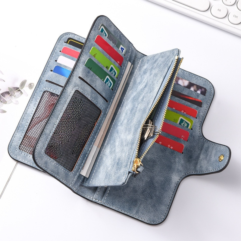Pink Stylish Large-Capacity Women's Long Wallet – Vintage PU Leather Clutch with Zipper and Snap Closure