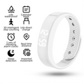 White Silent Vibration Alarm Smart Silicone Wristband with 3-Alarm Settings - Discreet Wake-Up Device for Teens & Adults (Horizontal version)
