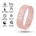 Pink Silent Vibration Alarm Smart Silicone Wristband with 3-Alarm Settings - Discreet Wake-Up Device for Teens & Adults (Horizontal version)