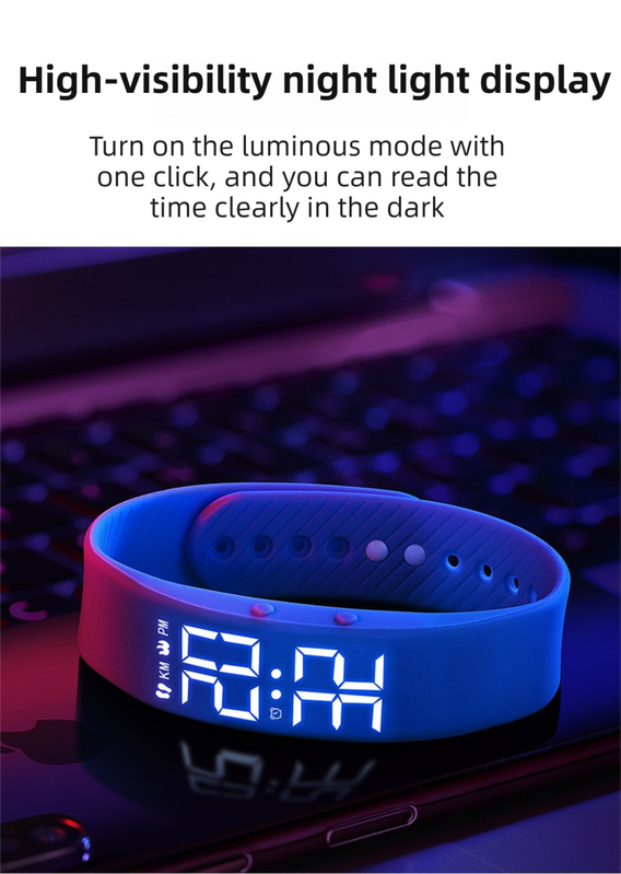 Pink Silent Vibration Alarm Smart Silicone Wristband with 3-Alarm Settings - Discreet Wake-Up Device for Teens & Adults (Horizontal version)