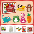 Kids Sewing Craft Kit - DIY Felt Plush Animal Toys Set with 6 Cute Characters, Safe Plastic Needles, Pre-Cut Materials - Creative Hand Stitching Activity for Boys Girls Ages 6+ - Perfect Birthday Gift【Color box packaging】