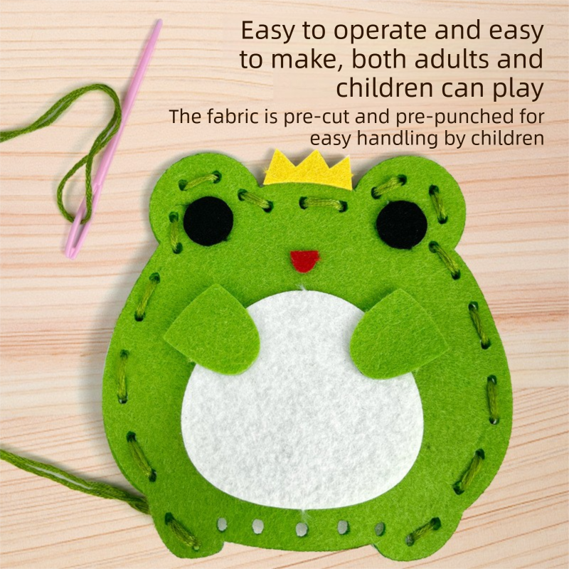 Kids Sewing Craft Kit - DIY Felt Plush Animal Toys Set with 6 Cute Characters, Safe Plastic Needles, Pre-Cut Materials - Creative Hand Stitching Activity for Boys Girls Ages 6+ - Perfect Birthday Gift【Color box packaging】