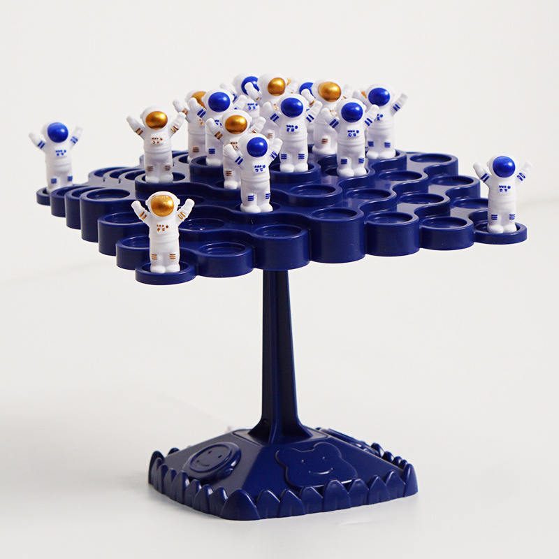 Green Kids Balance Spaceman Stacking Toy - 48 Astronaut Figures Balance Tree Game with Punishment Wheel & Dice - Parent-Child Interactive Tabletop Game for Boys Girls Ages 3-8