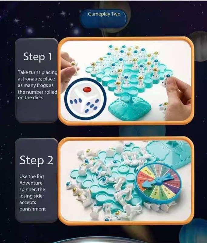 Green Kids Balance Spaceman Stacking Toy - 48 Astronaut Figures Balance Tree Game with Punishment Wheel & Dice - Parent-Child Interactive Tabletop Game for Boys Girls Ages 3-8