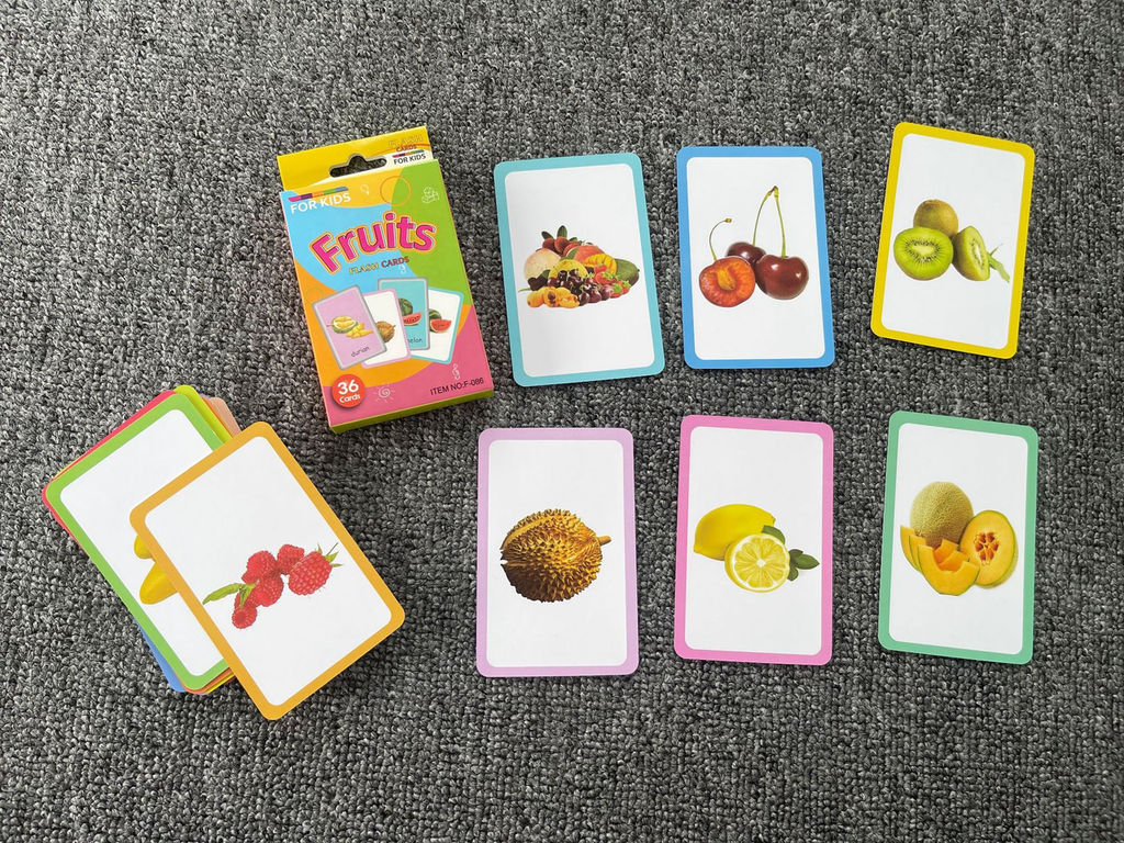4-Set  Kids Early Education Flash Cards, Montessori Cognitive Development Toys for Toddlers Ages 4+, Educational Gift for Boys Girls【Vegetables+Fruits+Colour+Body Parts】