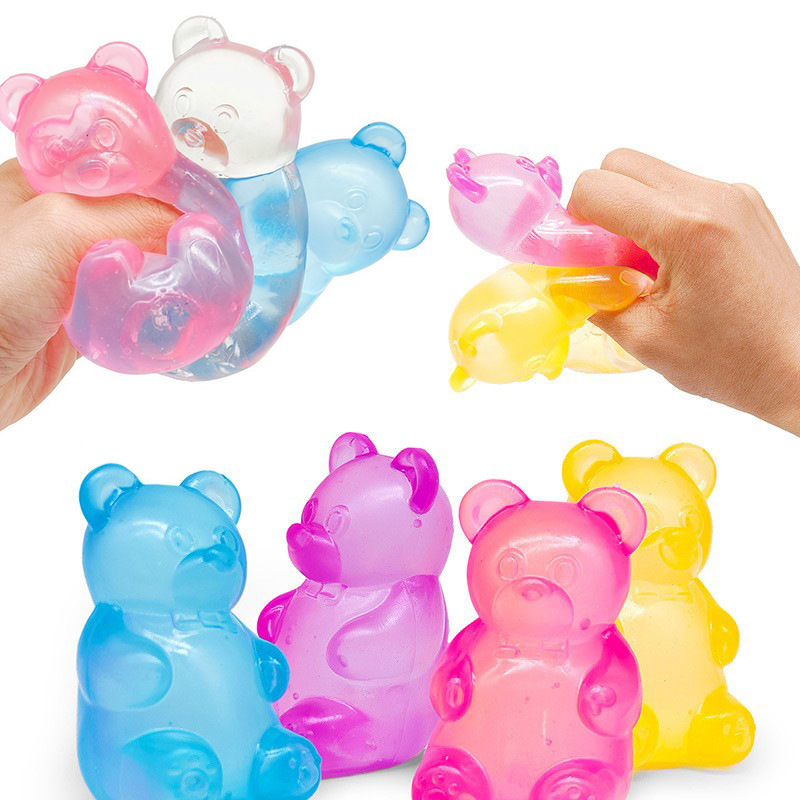 Purple Candy Gummy Bear Squishy Stress Relief Toy - Slow Rising Squeeze Fidget Toys for Kids, Soft TPR Sensory Toy for Anxiety Relief, Cute Kawaii Decompression Gift for Ages 3+