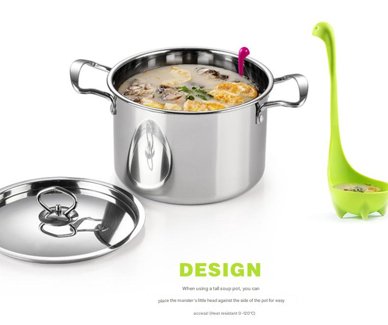 Red Nessie Ladle Loch Ness Monster Soup Spoon Cute Dinosaur Shaped Standing Ladle Food-Grade Nylon Kitchen Utensil  Handle Heat Resistant 0-120C Funny Cooking Gadget Gift for Home Cooks