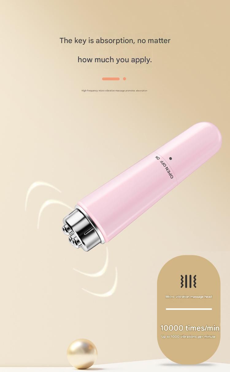 Pink Electric Eye Massager Pen - Vibration Massage Wand for Eye Area, Face, and Neck - Battery Operated Skincare Tool（Batteries not included）, Compact Daily Use, Gift Ready
