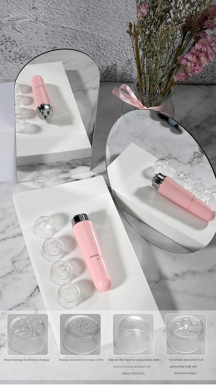 Pink Electric Eye Massager Pen - Vibration Massage Wand for Eye Area, Face, and Neck - Battery Operated Skincare Tool（Batteries not included）, Compact Daily Use, Gift Ready