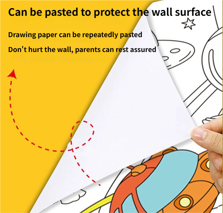 3M Extra Long Reusable Coloring Paper Roll, Lovely Princess Theme Self-Adhesive Wall Coloring Poster and DIY Cuttable Drawing Craft Paper Scroll with Gift Box
