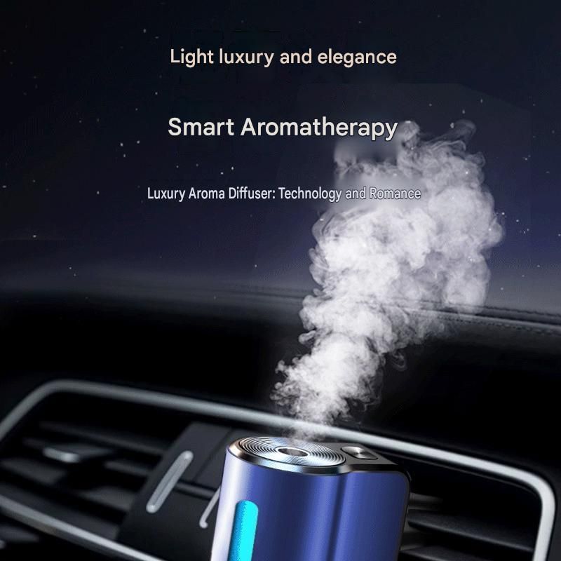 Grey Car Vent Air Freshener Diffuser (Includes a 10ml empty essential oil bottle) 3-Speed Adjustable Aroma Atomiser – Compact Aluminum Alloy USB Essential Oil Car Fragrance Clip