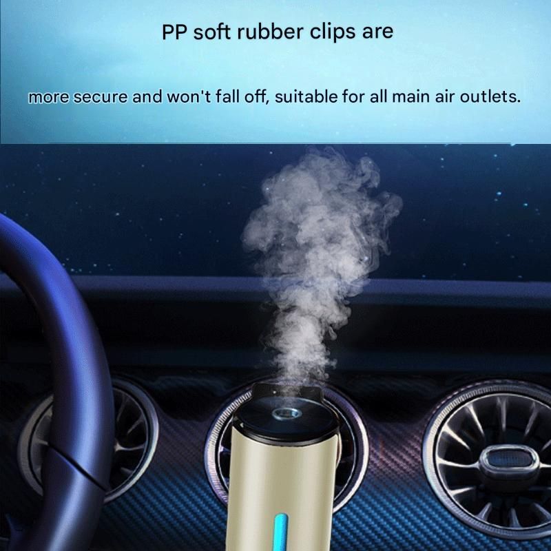 Grey Car Vent Air Freshener Diffuser (Includes a 10ml empty essential oil bottle) 3-Speed Adjustable Aroma Atomiser – Compact Aluminum Alloy USB Essential Oil Car Fragrance Clip