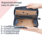 Orange Genuine Leather Women's Long Wallet with RFID Blocking & Hidden NFC  - Large Capacity Phone Purse with 180° Zipper Closure, 18 Card Slots, Coin/Cash Pockets and for Daily Travel Use