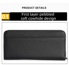 Orange Genuine Leather Women's Long Wallet with RFID Blocking & Hidden NFC  - Large Capacity Phone Purse with 180° Zipper Closure, 18 Card Slots, Coin/Cash Pockets and for Daily Travel Use