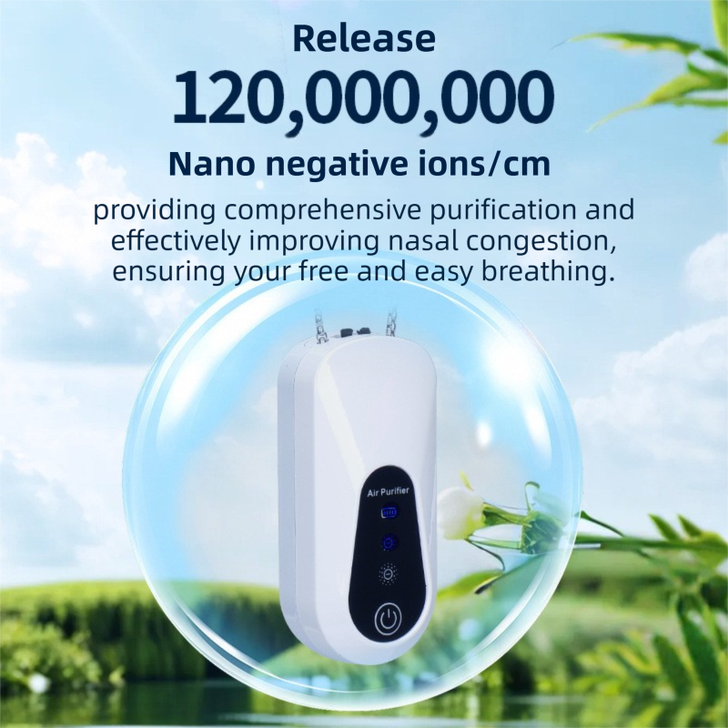 2PCS Black Wearable Air Purifier Necklace with 2 Adjustable Modes - Portable Mini Negative Ion Purifier, Filterless Zero Consumables, Type C Charging and Long Battery Life