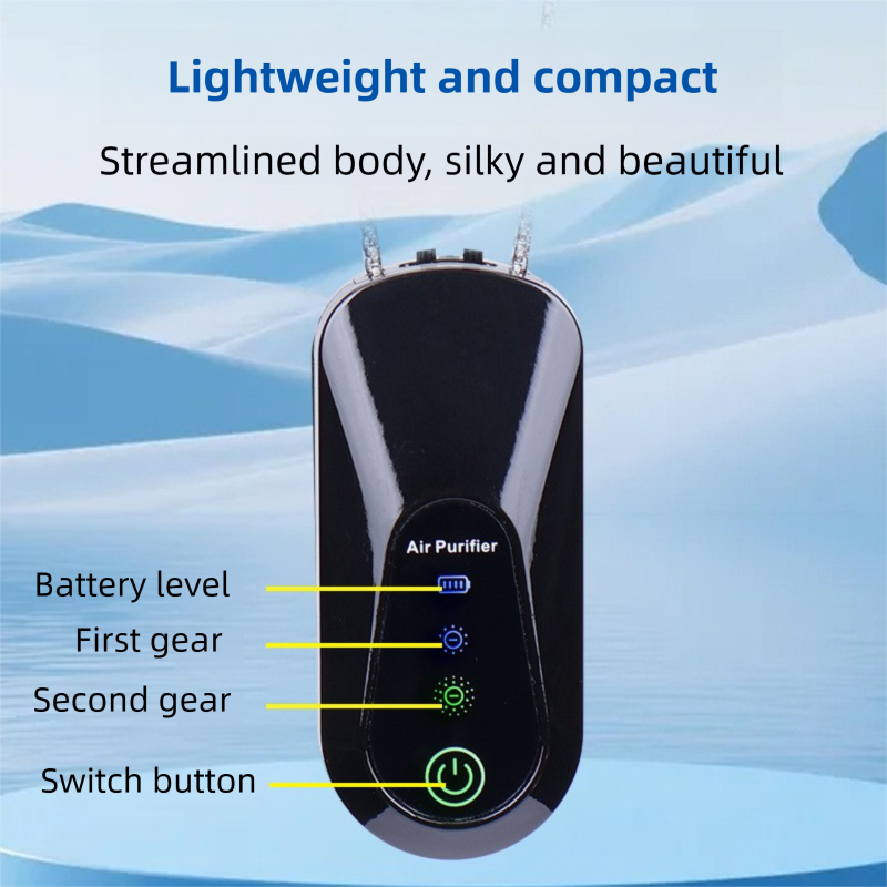 2PCS White Wearable Air Purifier Necklace with 2 Adjustable Modes - Portable Mini Negative Ion Purifier, Filterless Zero Consumables, Type C Charging and Long Battery Life