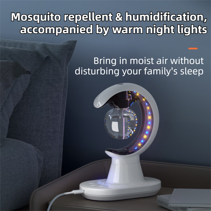 3-in-1 White Ultrasonic Humidifier / Mosquito Repellent / Colorful LED Night Light - Dual Fine Spray Modes, Sleep Aiding Ambient Light and Typec Charging