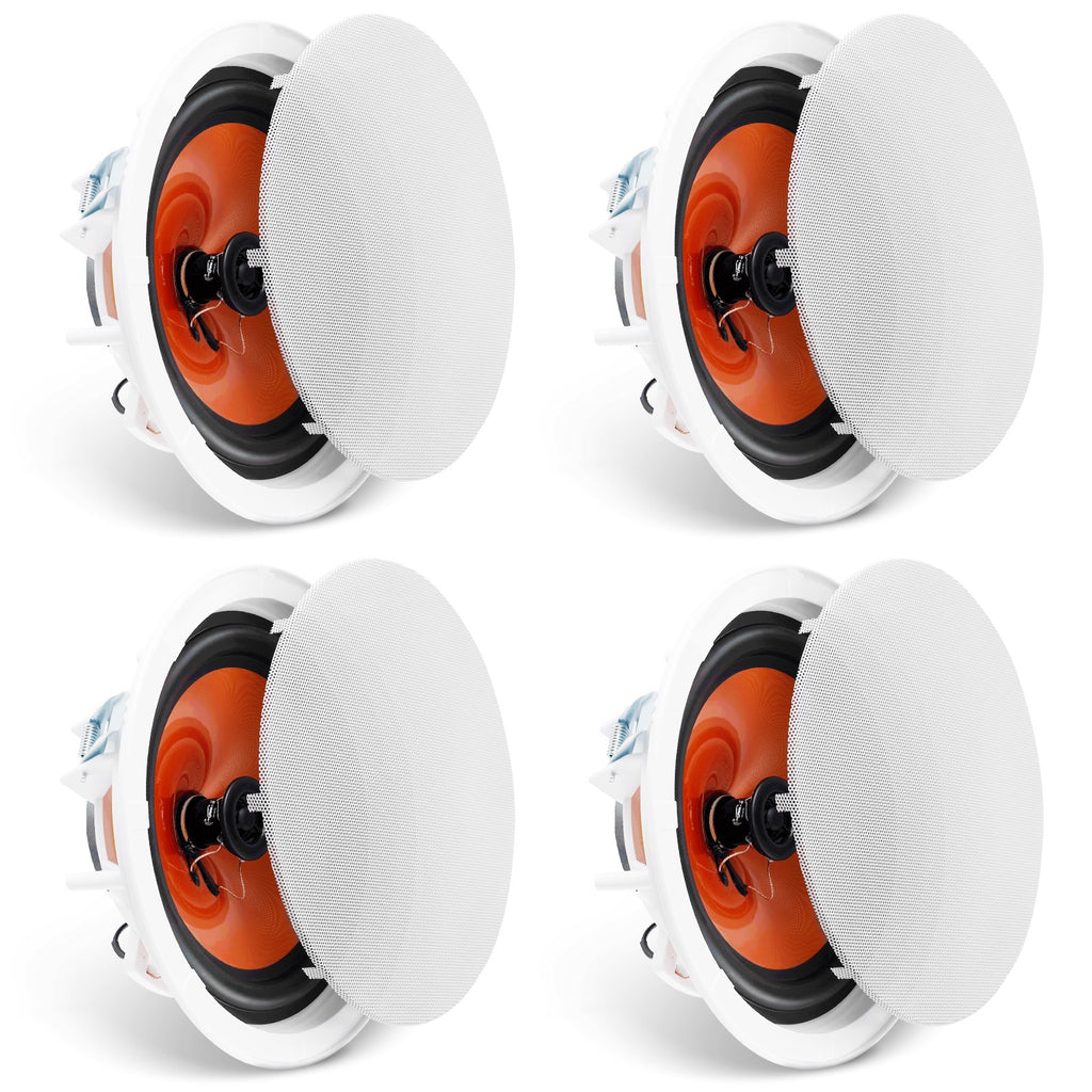 4 PCs 203.2 mm in Ceiling Speakers, 100-Watts, Flush Mount Ceiling & in-Wall Speakers System with 8ΩImpedance 89dB Sensitivity, for Home Kitchen Living Room Bedroom or Covered Outdoor Porches