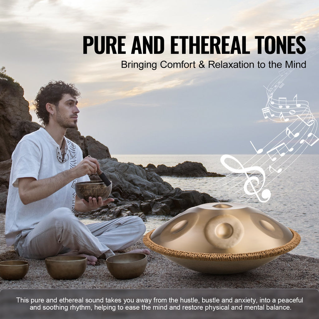 Handpan Drum 22 in 9 Notes D Minor Steel Hand Drum with Mallets for Adult