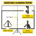Tripod Projector Screen with Stand 100inch 16:9 4K HD Projection Screen Stand Wrinkle-Free Height Adjustable Portable Screen for Projector Indoor & Outdoor for Movie, Home Cinema, Gaming, Office