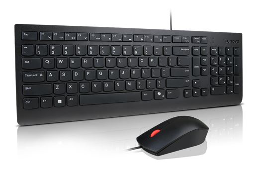 LENOVO Universal Wired USB Keyboard Mouse Combo Adjustable Tilt Leg Spill Resistant Copilot Keyboard 1600 DPI Optical Sensor Mouse Plug & Play 1.8m