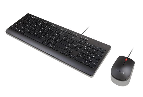 LENOVO Universal Wired USB Keyboard Mouse Combo Adjustable Tilt Leg Spill Resistant Copilot Keyboard 1600 DPI Optical Sensor Mouse Plug & Play 1.8m